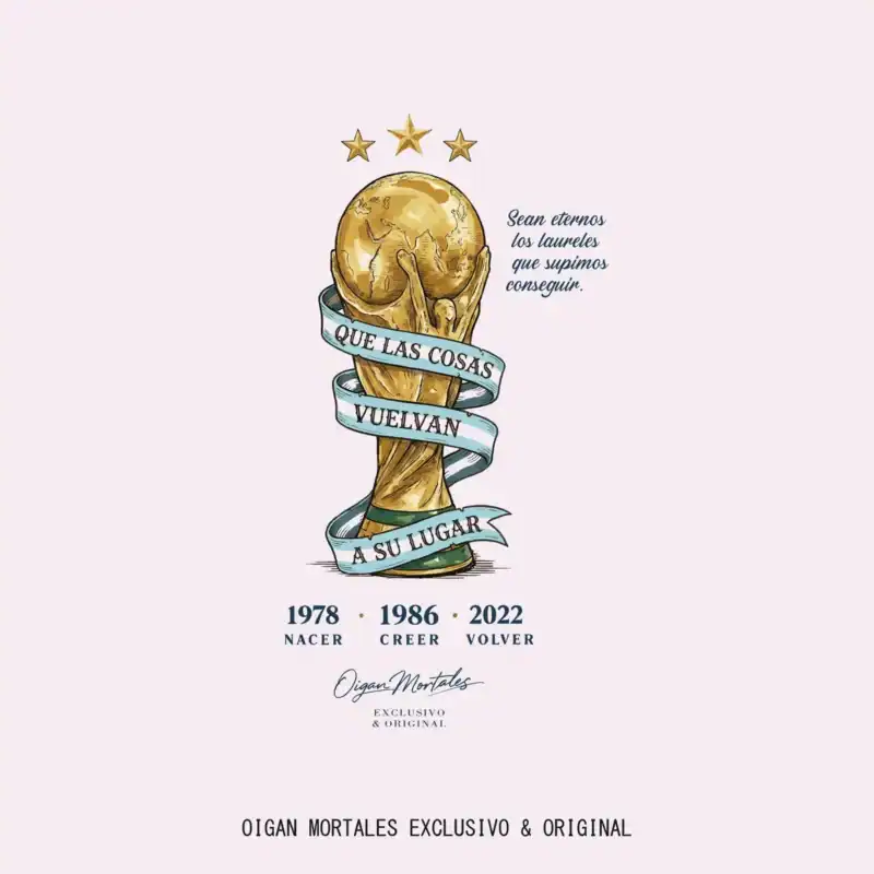 Remera Argentina Campeones del Mundo - Nacer, crecer, volver