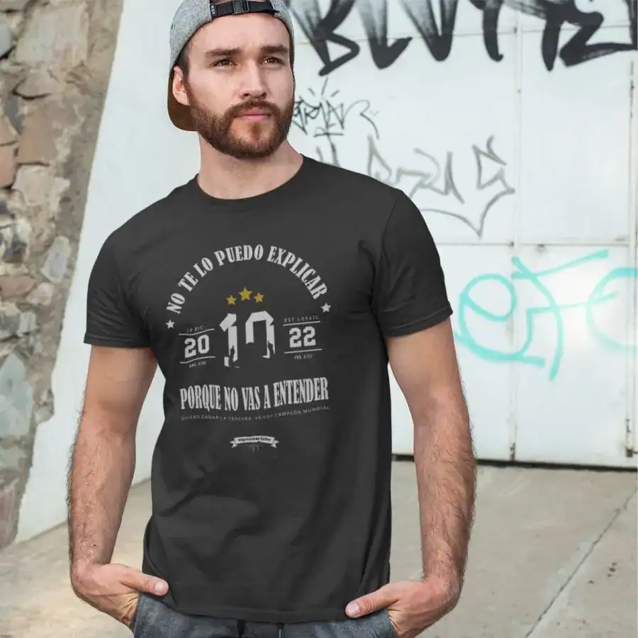 Remera Argentina mundial 2022 no te lo puedo explicar porque no lo vas a entender negra sin modelo