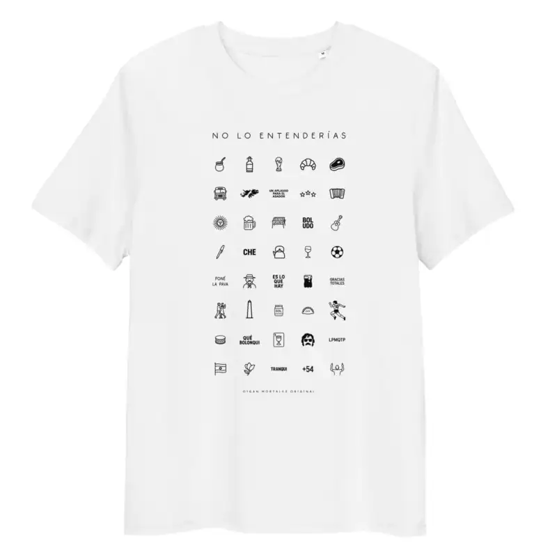 Remera argentina iconos argentinos mate asado futbol fulbo amigos asado blanca, manga corta, sin modelo
