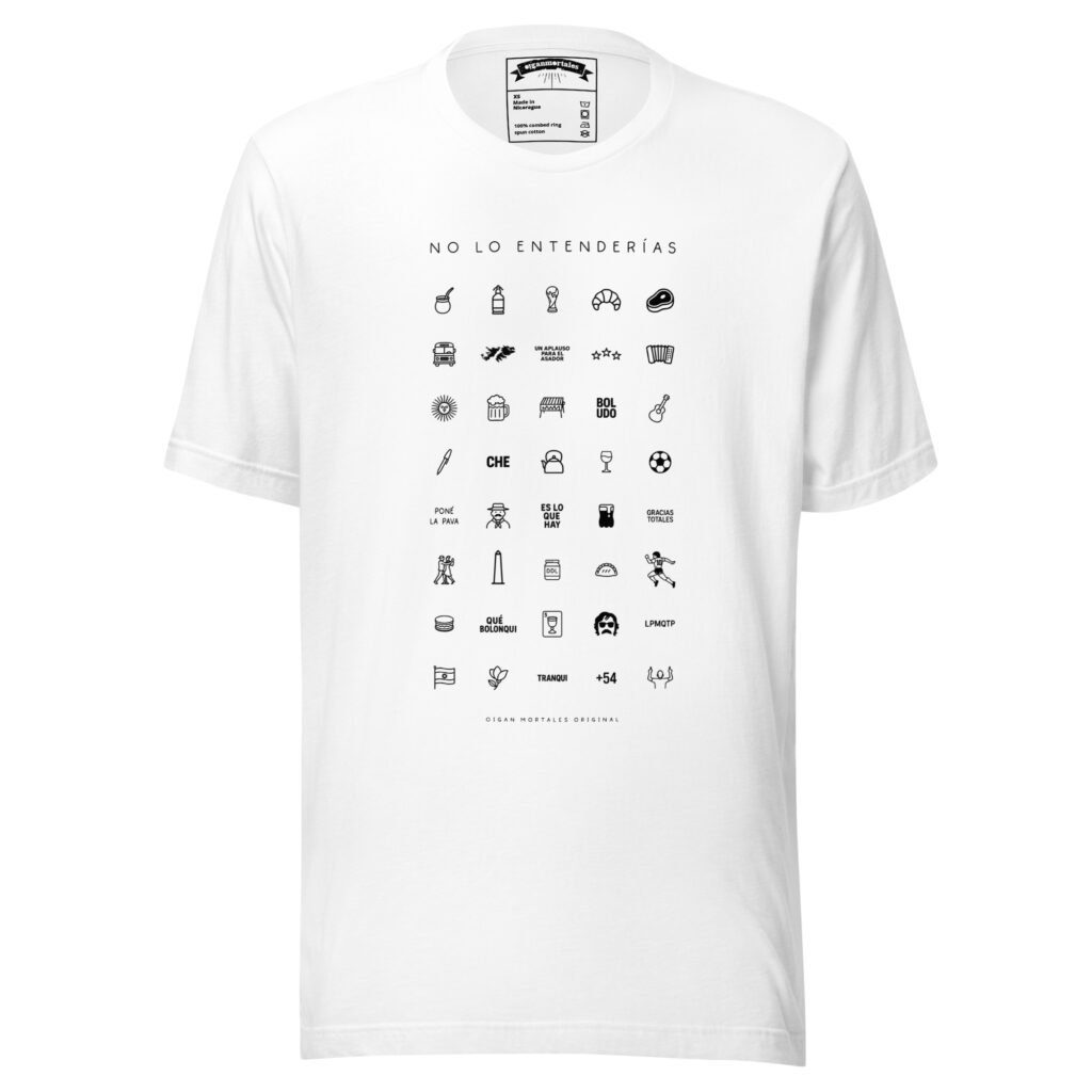 Remera Argentina - Iconos argentinos. - S, Blanco