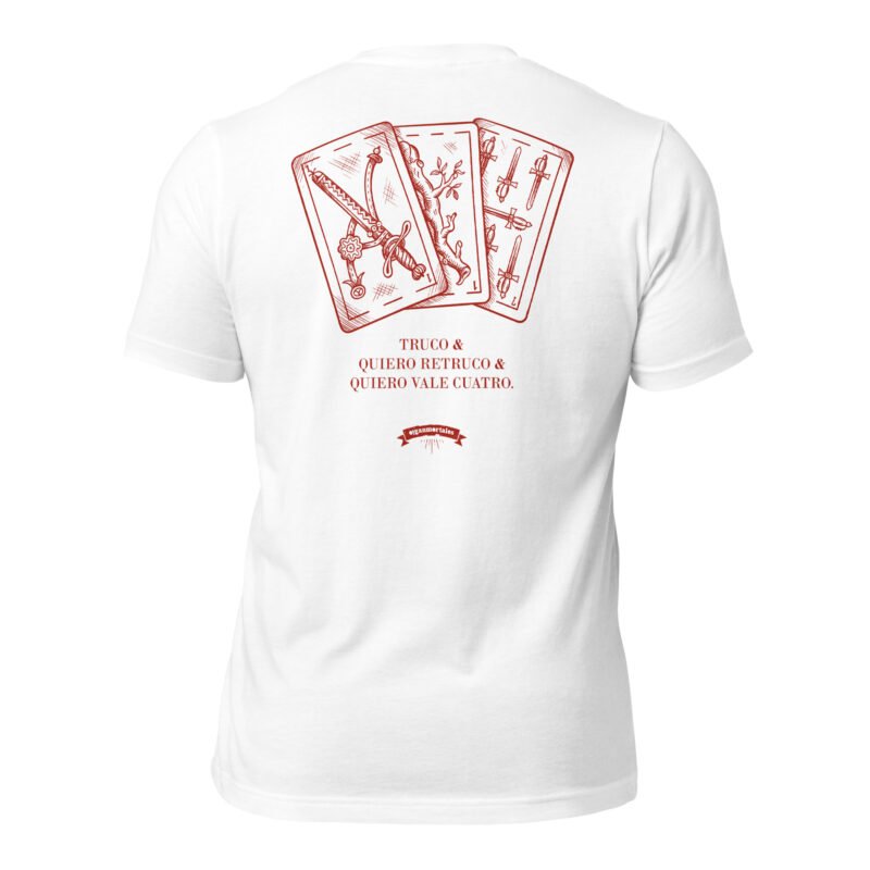 Remera argentina blanca unisex con diseño de truco