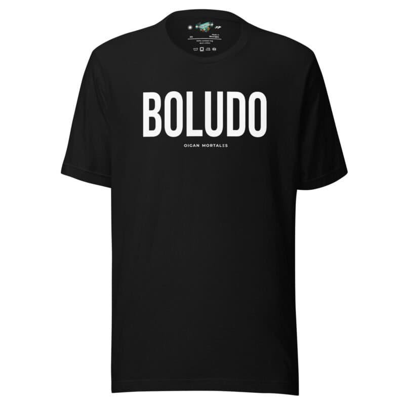 remera-argentina unisex-negra estampa pecho BOLUDO NEGRO oigan-mortales