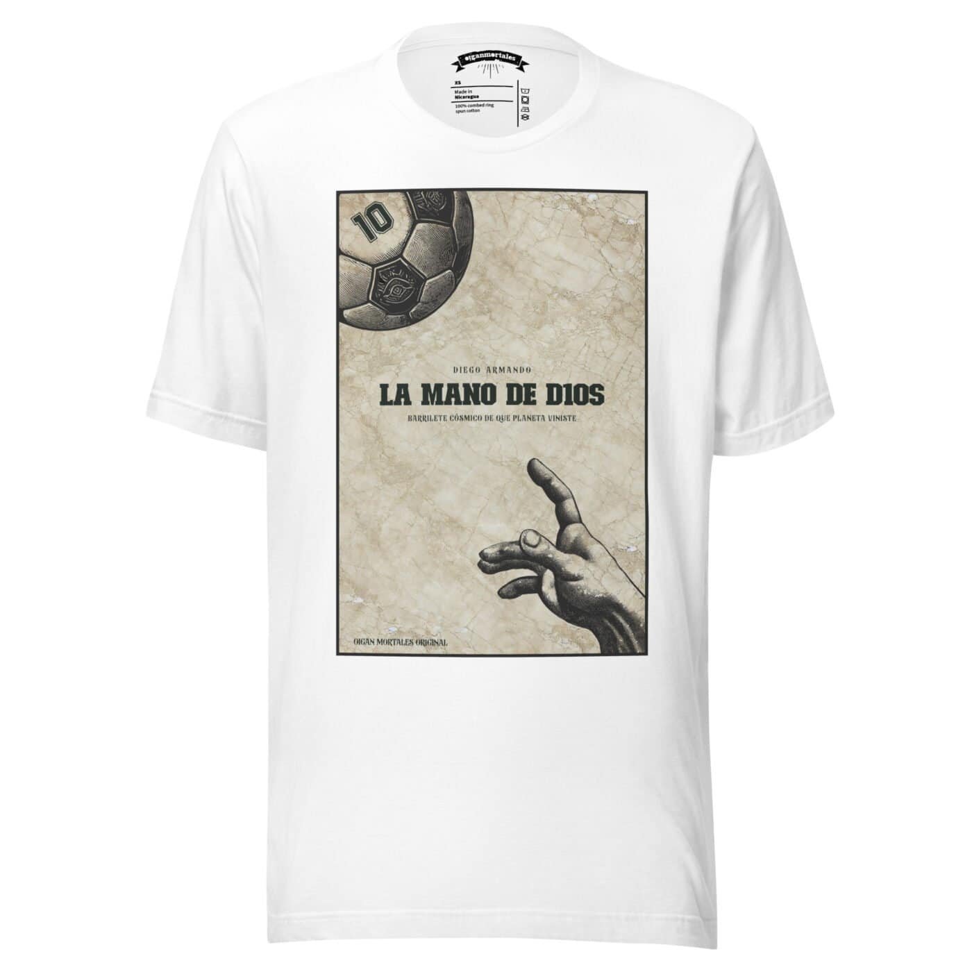 camiseta-remera-argentina-estampa pecho maradona-la mano de dios-d10s-vintage sin persona