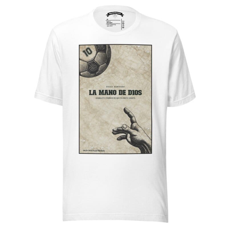 camiseta-remera-argentina-estampa pecho maradona-la mano de dios-d10s-vintage sin persona