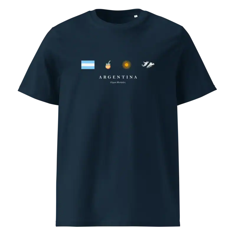 Remera Argentina Bandera Mate Sol Malvinas Argentinas azul marino sin modelo Oigan Mortales 01