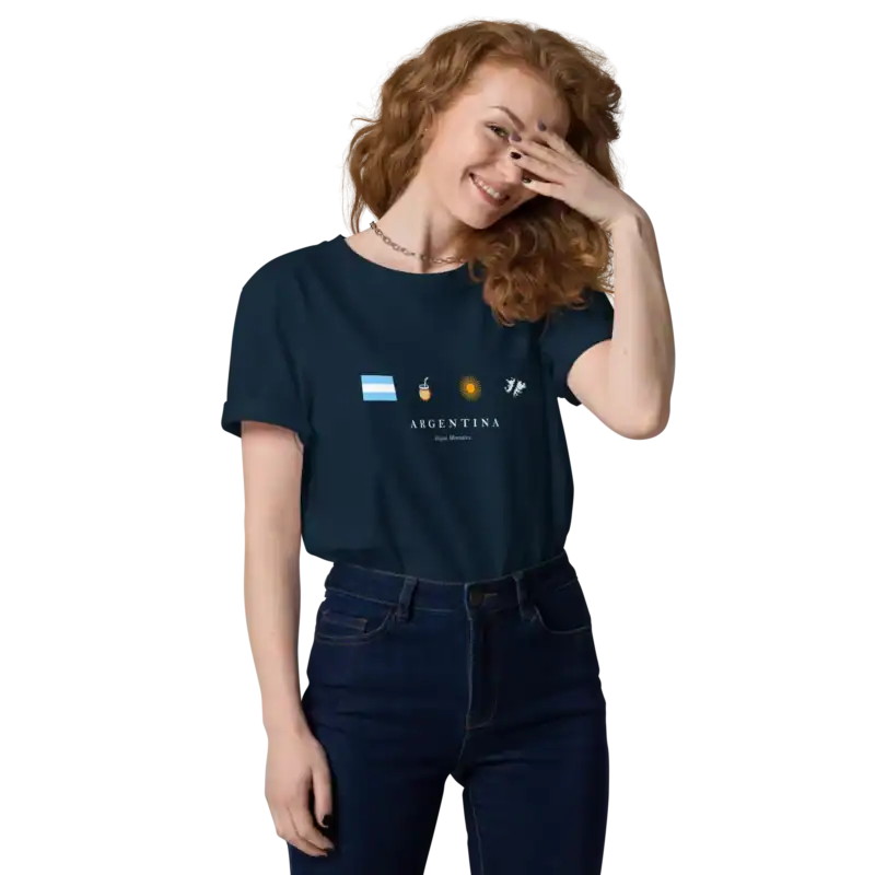 Remera Argentina Bandera Mate Sol Malvinas Argentinas azul marino sin modelo Oigan Mortales 01