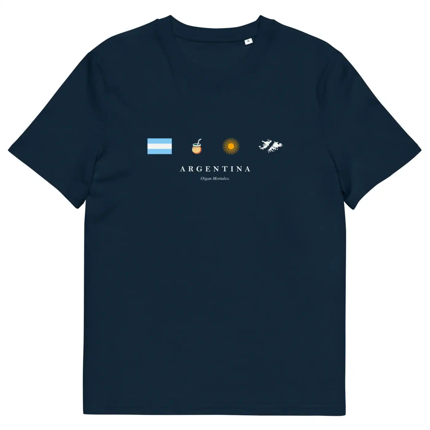 Remera Argentina Bandera Mate Sol Malvinas azul marino sin modelo