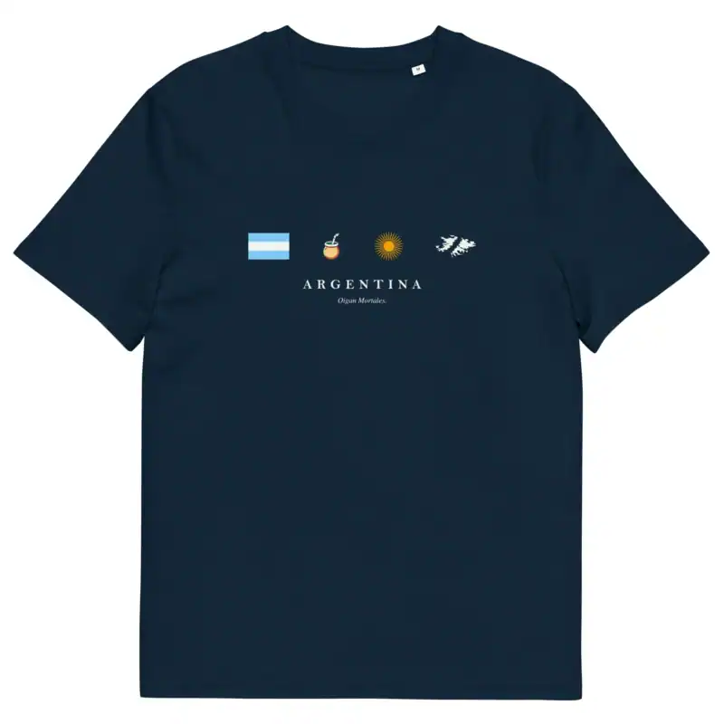 Remera Argentina Bandera Mate Sol Malvinas azul marino sin modelo