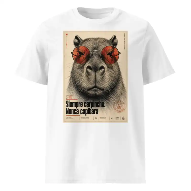 Remera Argentina Carpincho nunca capibara BLANCA SIN MODELO Oigan mortales 01