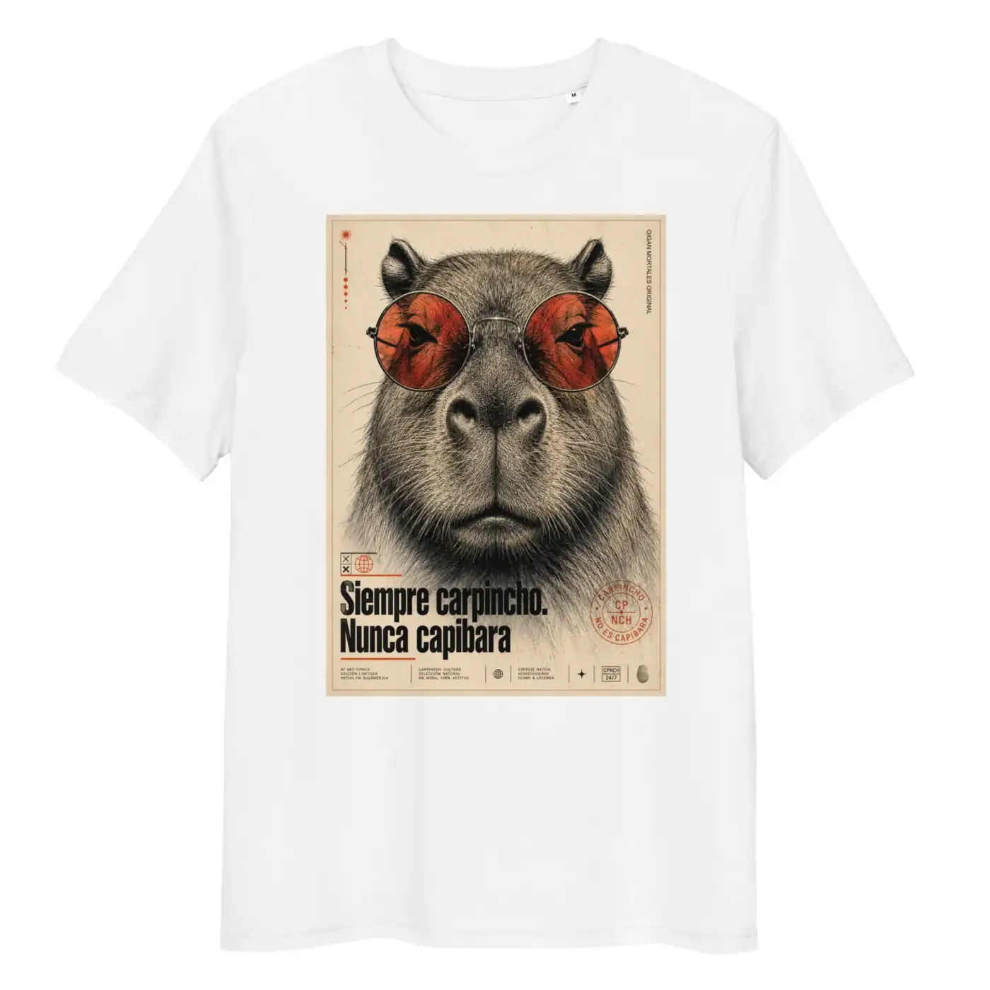 Remera Argentina Carpincho nunca capibara blanca sin modelo