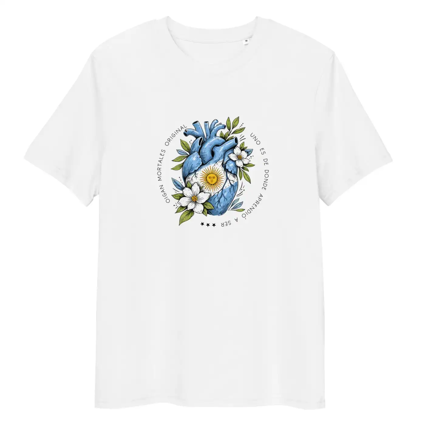 Remera Argentina Corazon argento floral blanco sin modelo