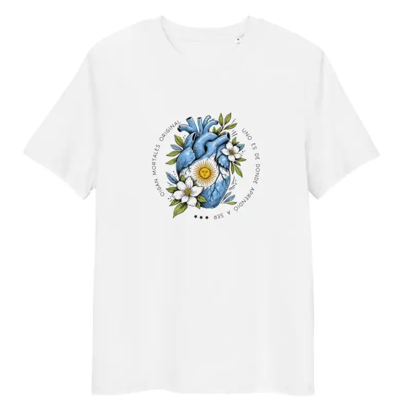 Remera Argentina Corazon argento floral blanco sin modelo